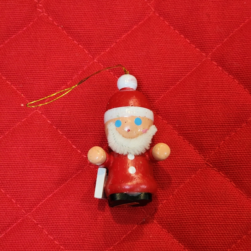 Festive Wooden Santa Claus Ornament